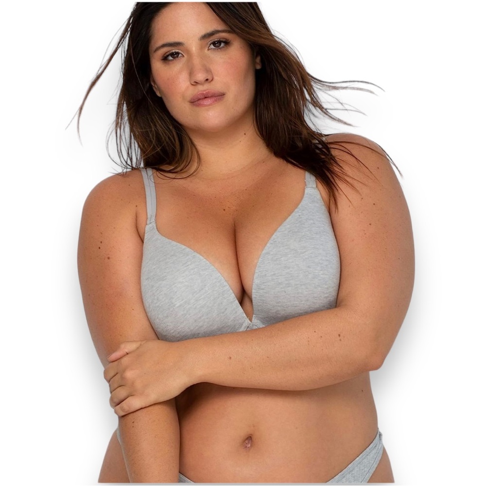 Smart & Sexy Womens Perfect Push-Up Bra Gray / Purple Plus Size 42D